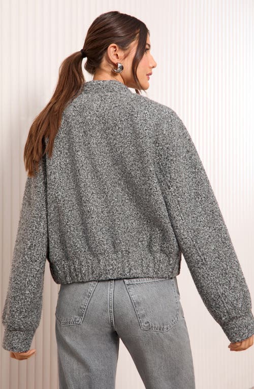 Friends Like These Bouclé Crop Bomber Jacket In Gray