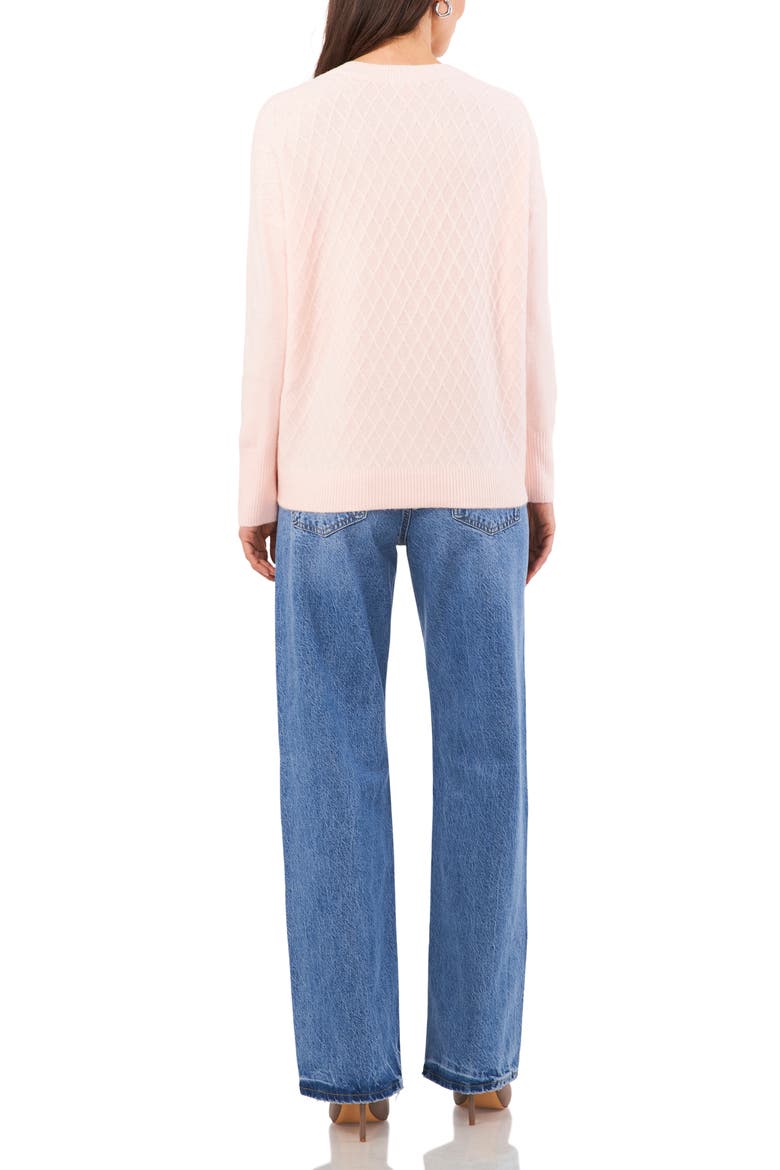 Lattice Pattern Crewneck Sweater, Alternate, color, BLUSHING BRIDE