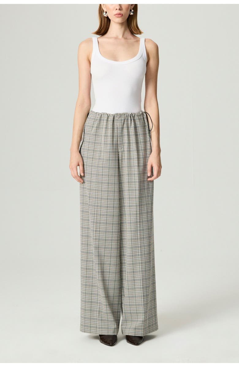 Nocturne Plaid Wide-Leg Drawstring Pants, Main, color, Multi-Colored