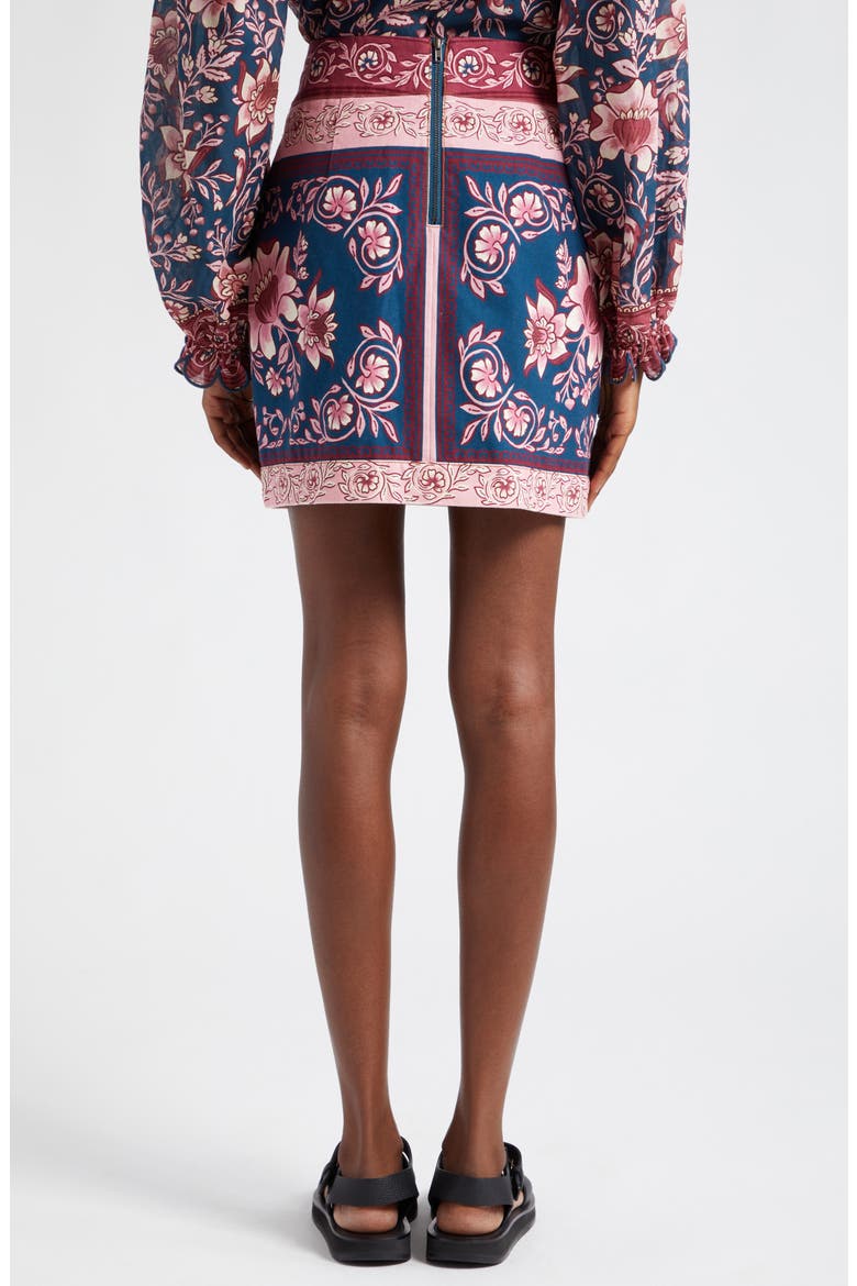 Ainika Charm Overlapped Denim Miniskirt, Alternate, color, TEAL