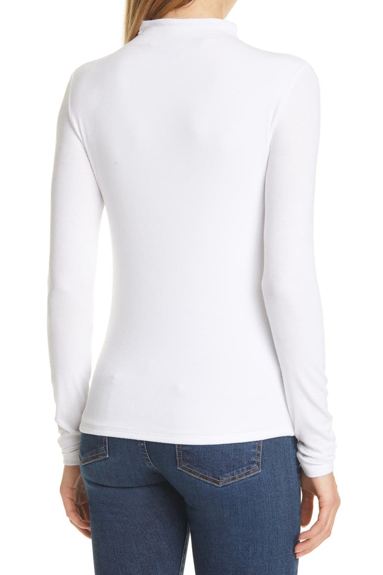 Theresa Ruched Mock Neck Top, Alternate, color, WHITE