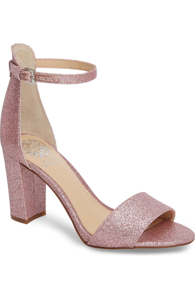 Vince Camuto Corlina Ankle Strap Sandal, Main, color, Pink Glitter Fabric