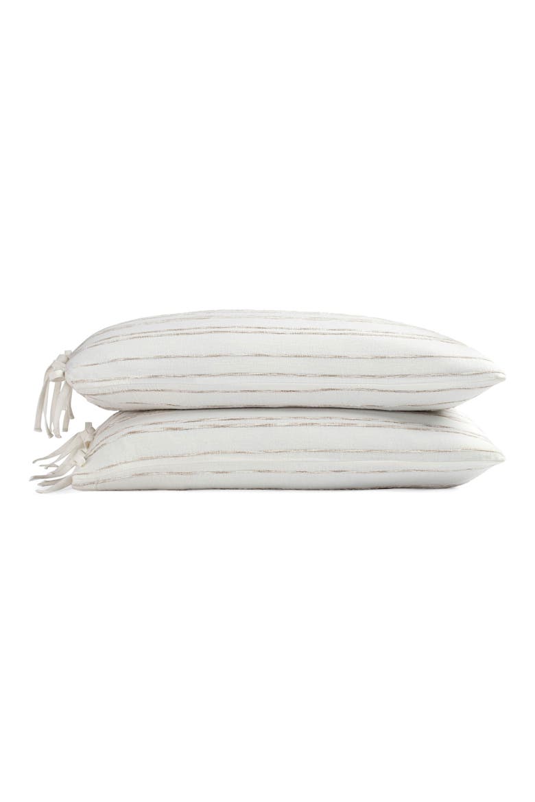 Beige Stripe Set of 2 Pillow Shams, Main, color, WHITE BEIGE STRIPE