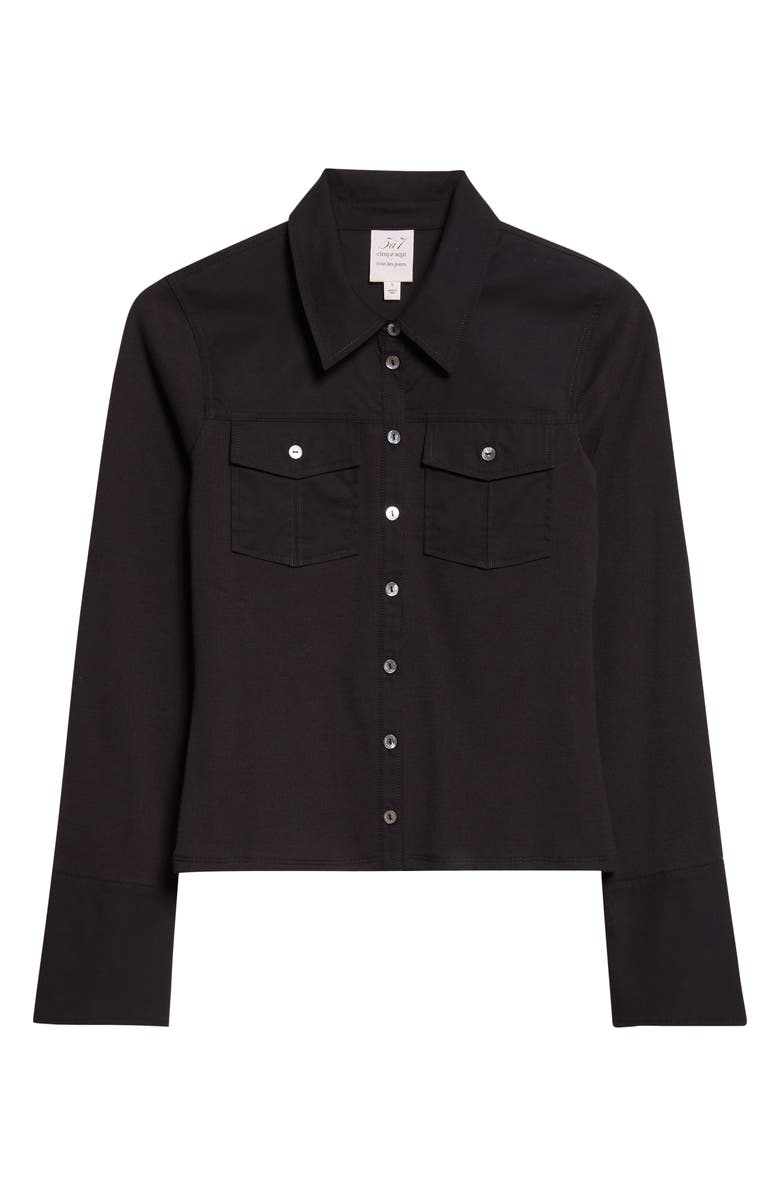 Cinq à Sept Lyric Button-Up Knit Shirt, Alternate, color, Black/ Black
