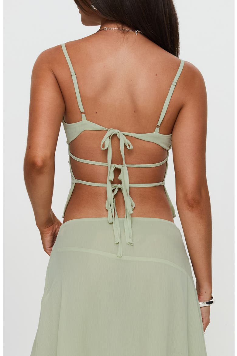 Pappilion Embroidered Open Back Chiffon Camisole, Alternate, color, GREEN