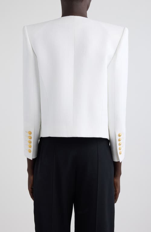 Balmain Open Front Tweed Jacket In Optical White
