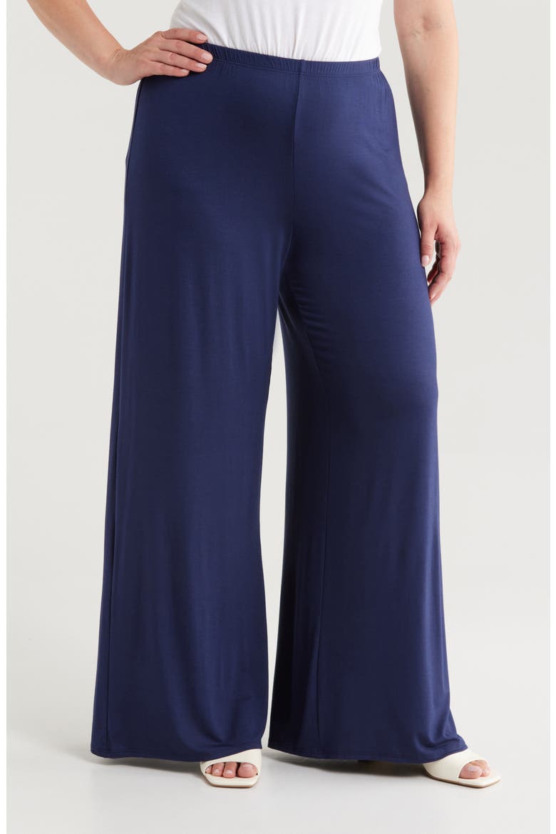 Elastic Waist Stretch Flare Pants, Main, color, NAVY