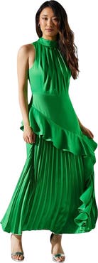 Coast Sleeveless Ruffle Satin Dress