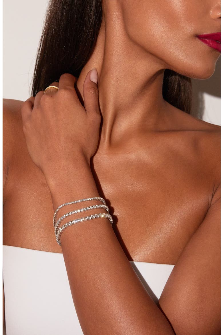 Lab Grown 6ct White Sapphire Tennis Bracelet, Alternate, color, White Gold Vermeil