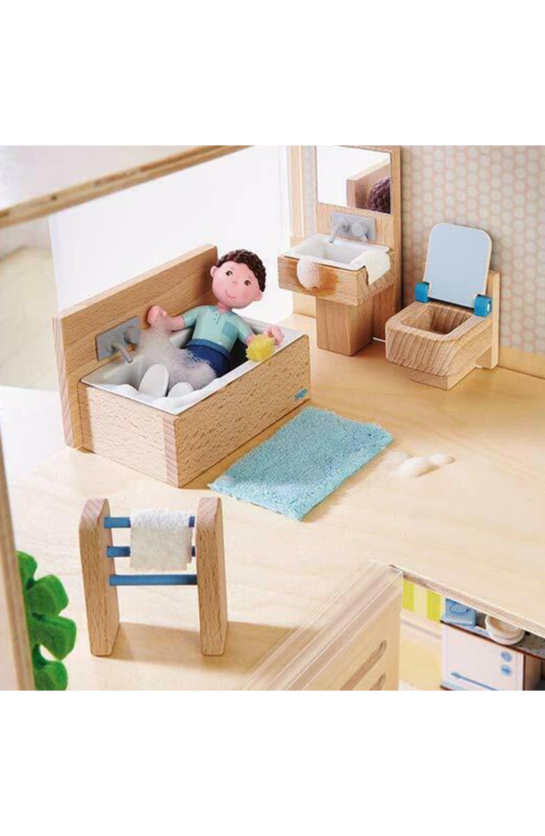 HABA Little Friends Bathroom Set - Wooden Dollhouse Furniture for 4" Bendy Dolls, Alternate, color, 