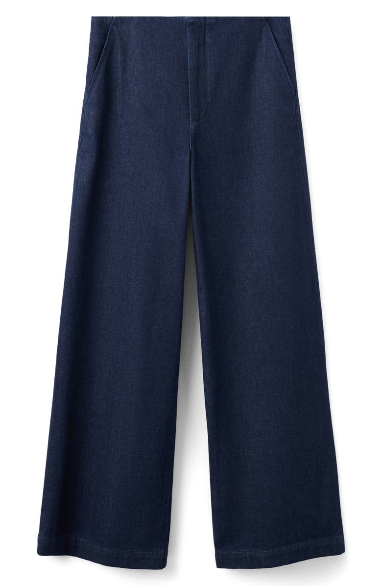 MANGO Flat Front Mid Rise Wide Leg Jeans, Main, color, 
