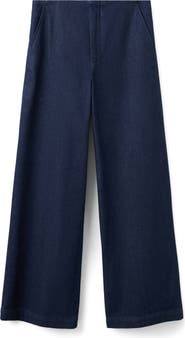 MANGO Flat Front Mid Rise Wide Leg Jeans