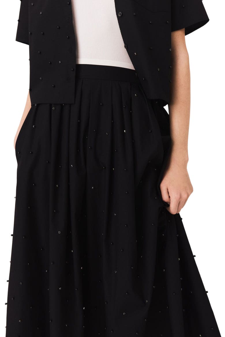 Long beaded and rhinestone skirt, Alternate, color, Black
