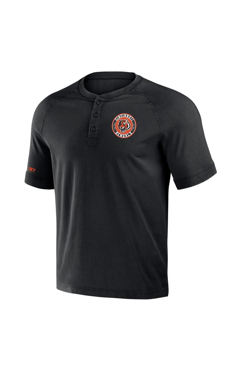 NFL X DARIUS RUCKER Men's NFL x Darius Rucker Collection by Fanatics Black Cincinnati Bengals Washed Raglan Henley T-Shirt, Alternate, color, Black