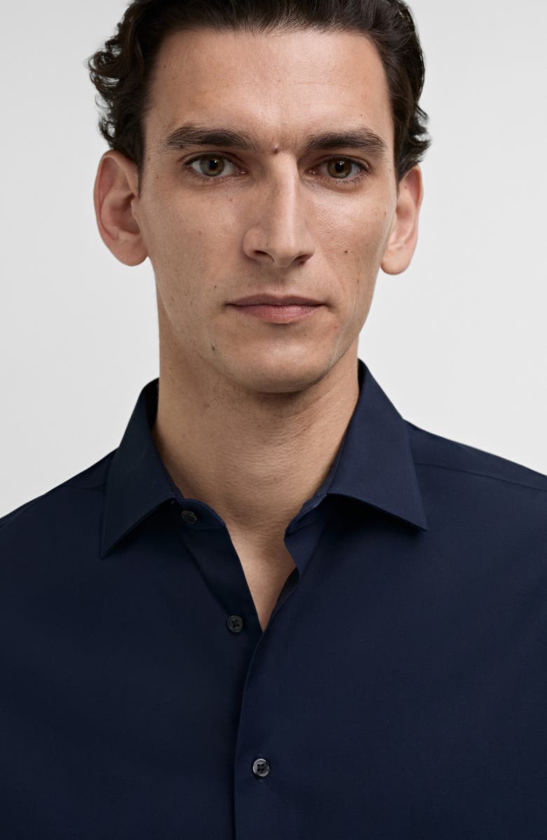 MANGO Slim Fit Cotton Poplin Suit Button-Up Shirt, Alternate, color, Dark Navy