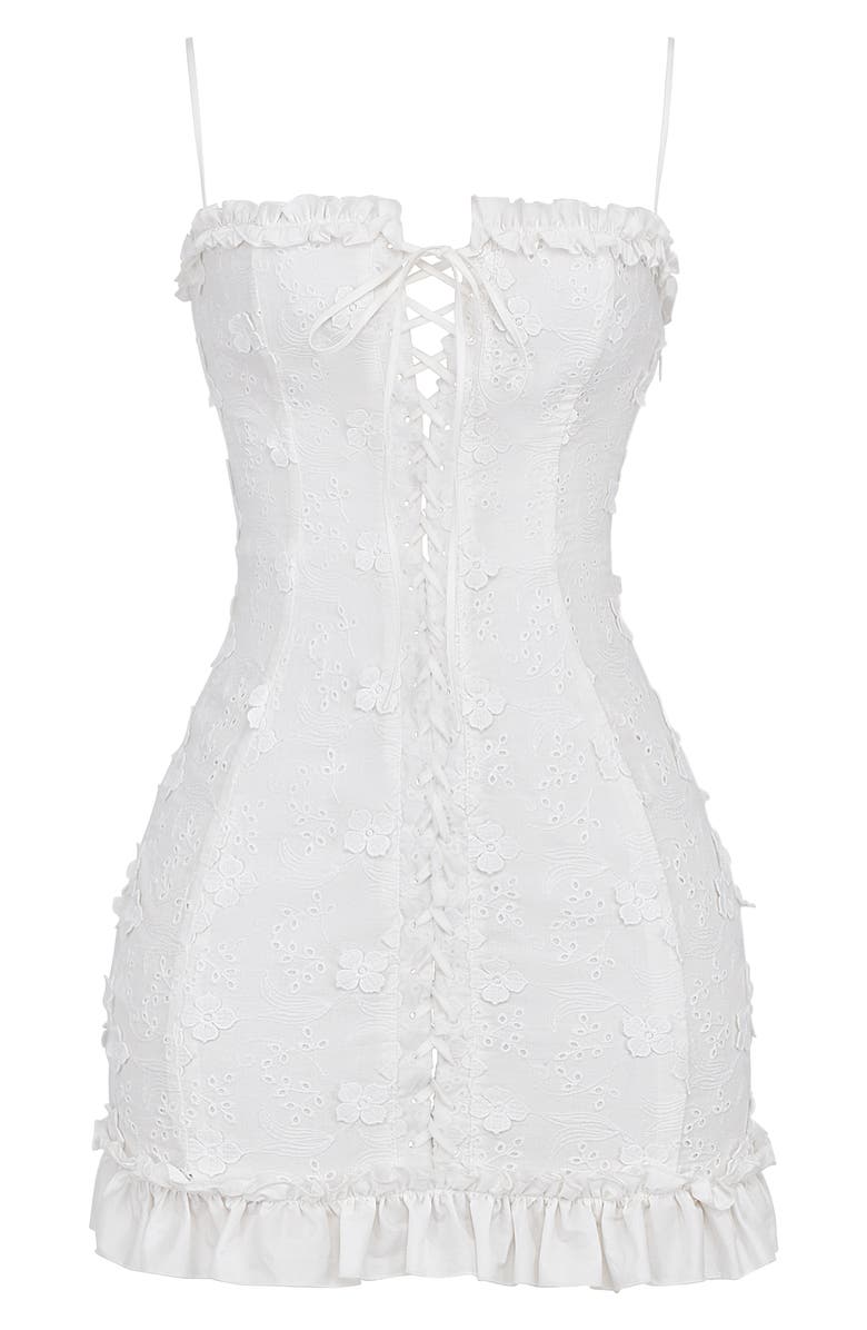 HOUSE OF CB Marlene Floral Appliqué Cotton Blend Eyelet Minidress, Alternate, color, 