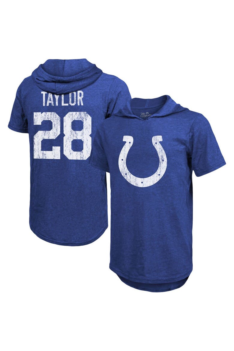 Men's Majestic Threads Jonathan Taylor Royal Indianapolis Colts Player Name & Number Tri-Blend Hoodie T-Shirt, Main, color, Royal