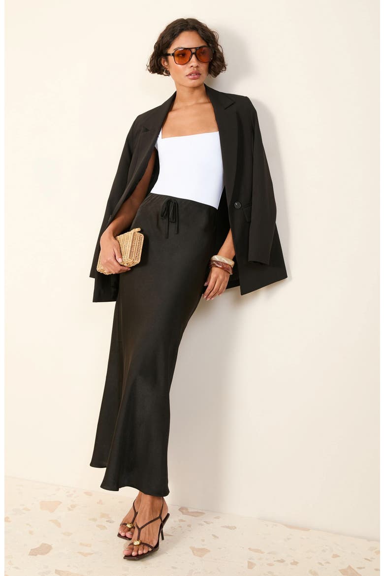 Satin Maxi Skirt, Alternate, color, BLACK