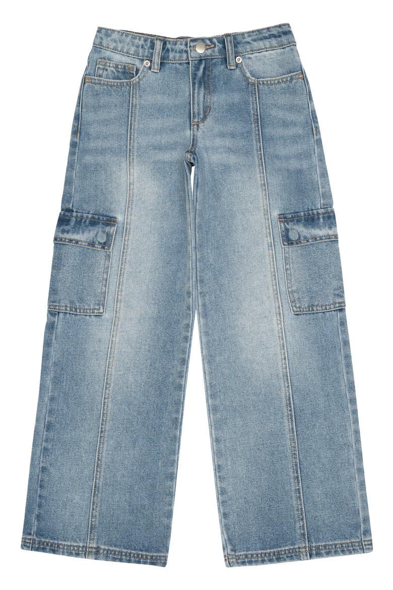 Kids' Mia Low Rise Wide Leg Jeans, Main, color, BLEACH WASH