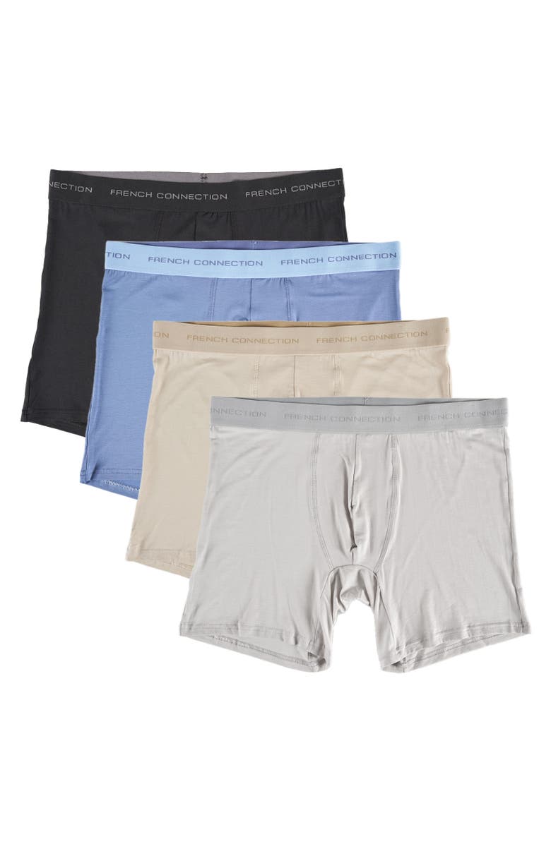 French Connection 4-Pack Modal Boxer Brief, Alternate, color, Blue Multi
