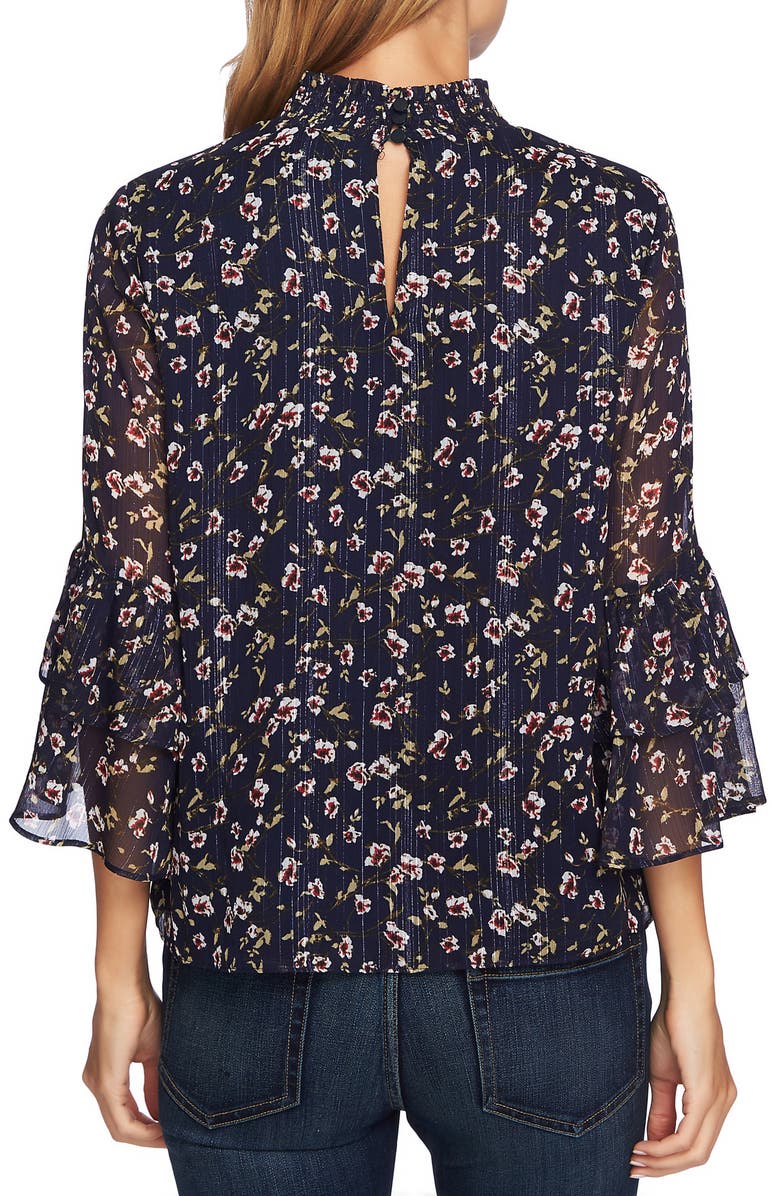 CeCe Ruffle Sleeve Metallic Accent Blouse, Alternate, color, 