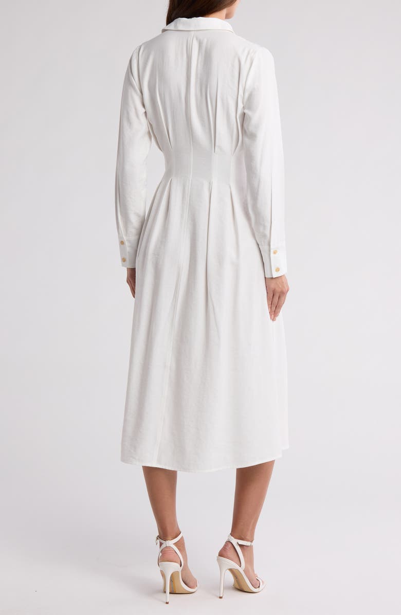 ZOE AND CLAIRE Tie Waist Long Sleeve Shirtdress, Alternate, color, Ivory