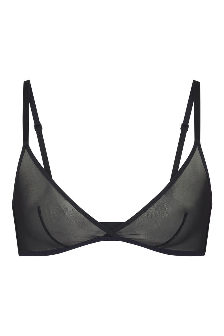 Ultrafine Mesh Triangle Bra, Alternate, color, ONYX