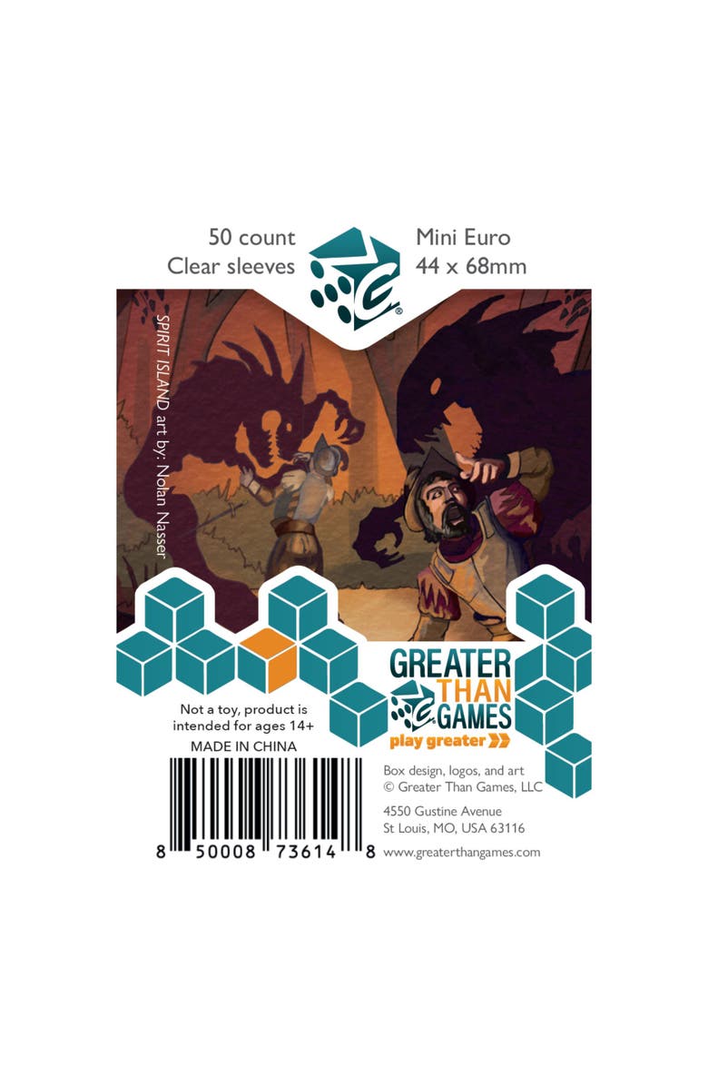 Greater Than Games Card Sleeves Mini Euro Size, 50 Sleeves, Main, color, Multicolored