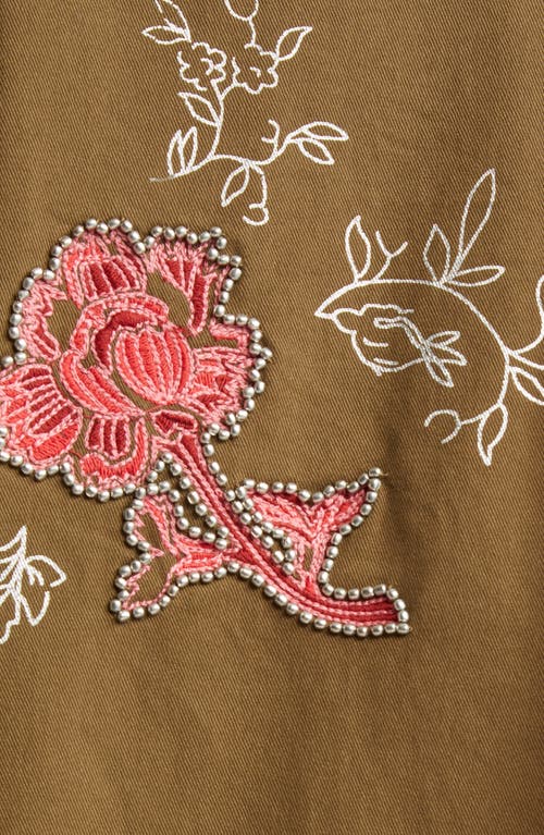 Cinq À Sept Desert Rose Vera Embroidered Utility Jacket In Brown