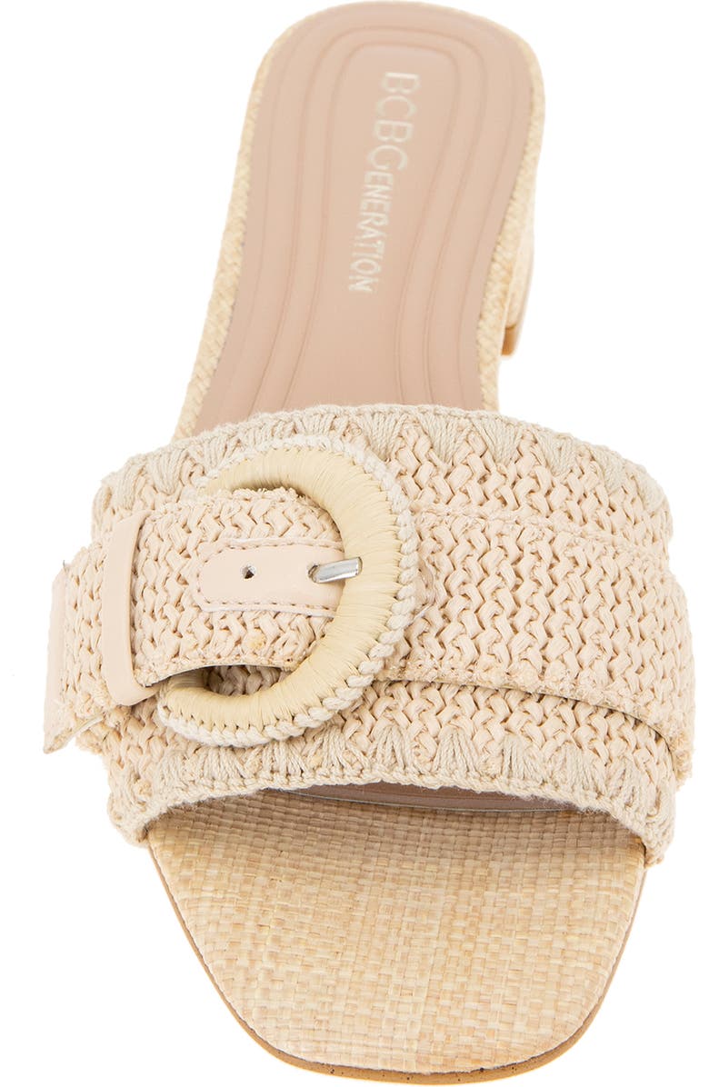 BCBGeneration Camri Buckled Raffia Slide Sandal, Alternate, color, Natural