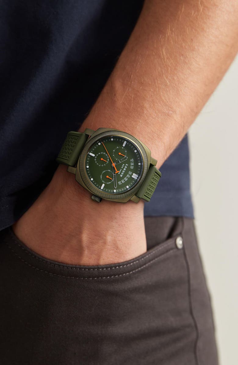 Ted Baker Caine Silicone Strap Multifunction Watch, 44mm, Alternate, color, Green