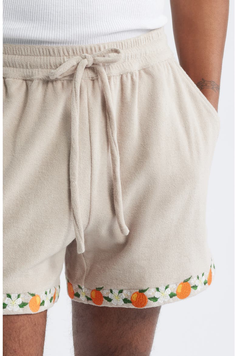 Orange Terry Cloth Shorts, Alternate, color, TAN/ ORANGE MULTI