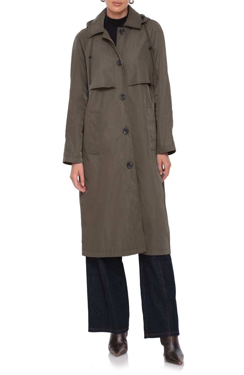 Avec Les Filles Hooded Water Resistant Trench Coat, Alternate, color, 