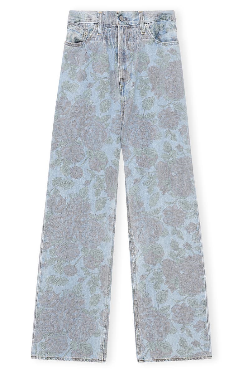 Ganni x Levi's<sup>®</sup> Floral Print Paperbag Waist Wide Leg Jeans, Alternate, color, 