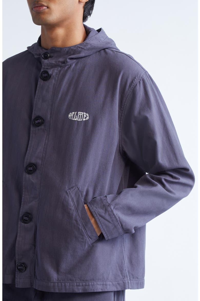 Hodded Herringbone Twill Jacket, Alternate, color, DARK BLUE