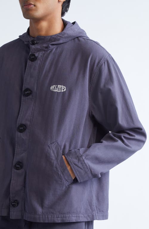 Palmes Hodded Herringbone Twill Jacket In Blue