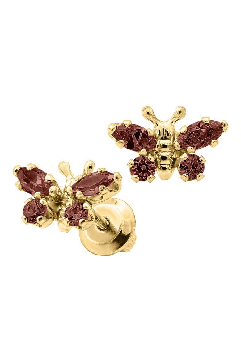 Butterfly Birthstone Gold Earrings, Alternate, color, JANUARY