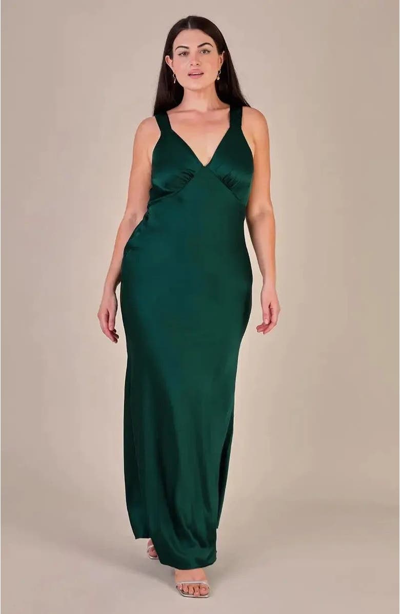 Rewritten Amelia V-Neck Dress, Alternate, color, Forest Green