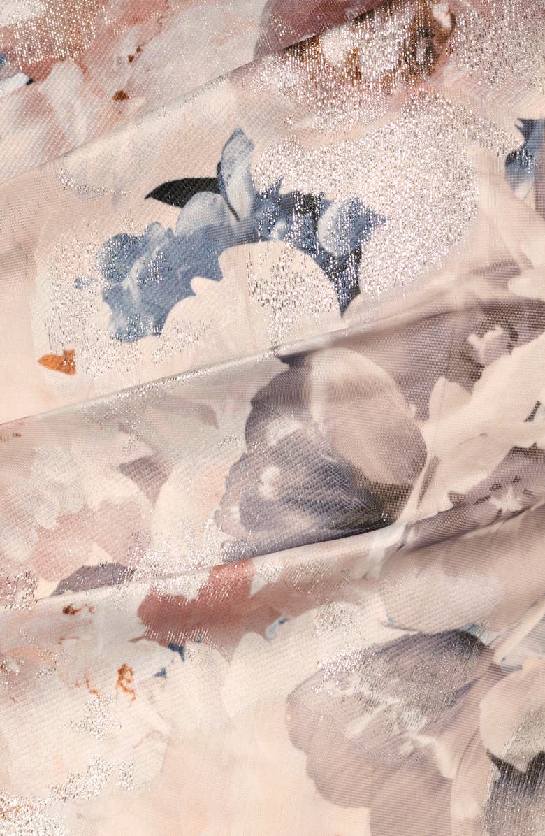 Aidan Mattox Metallic Jacquard Ruffle One-Shoulder Ballgown, Alternate, color, Blue Multi