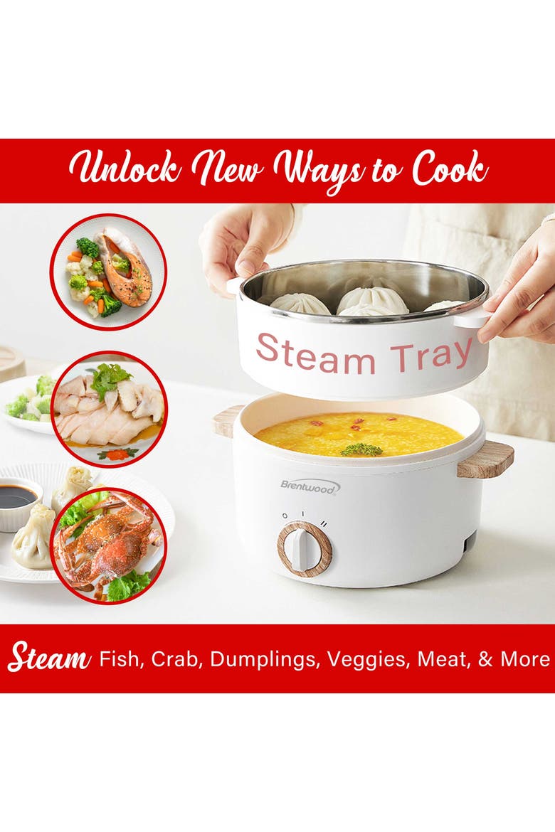 1.5-L Multi-Function Electric Hot Pot Cooker in White, Alternate, color, White