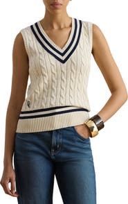 Lauren Ralph Lauren Cable Knit Cotton Cricket Sweater Vest