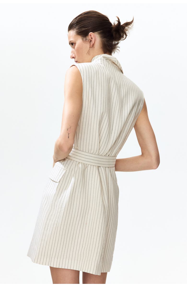 H&M Linen-blend Blazer Dress, Alternate, color, Cream/Striped