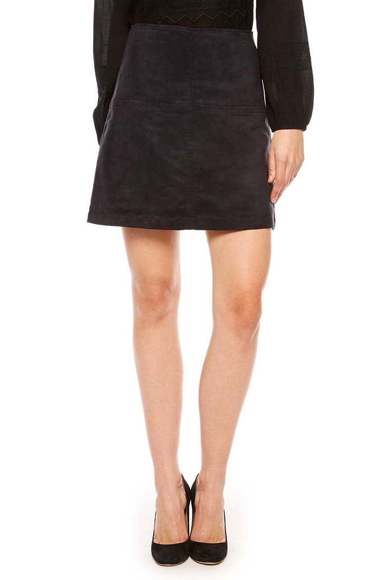 'Easy Mod' Faux Suede Miniskirt, Main, color, BLACK