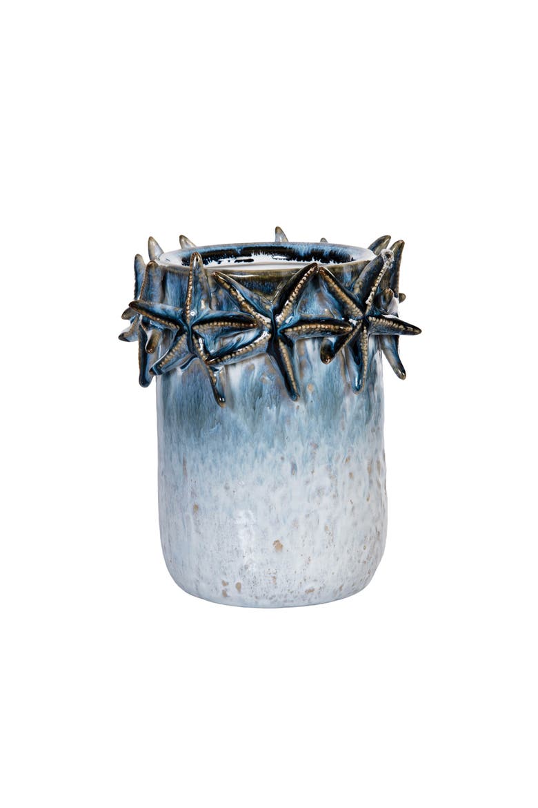 Chinoiserie Sea Starfish Decorative Novelty Container, Main, color, Gray