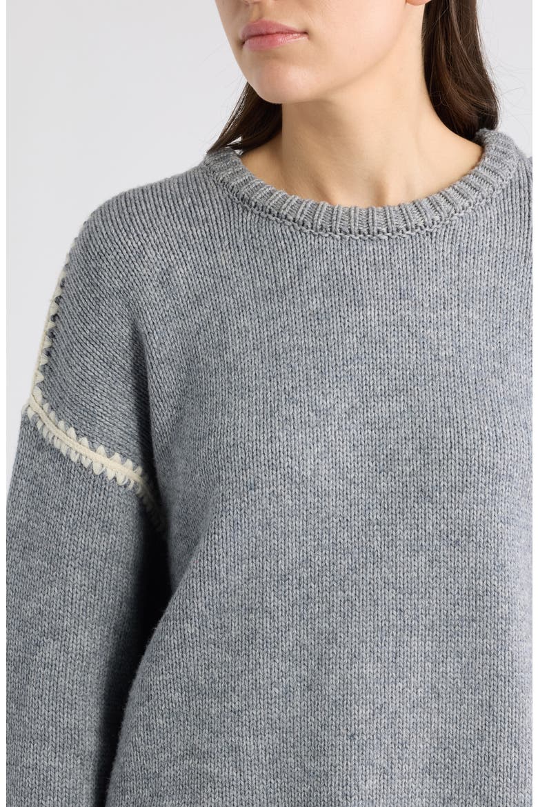 Chantal Stitch Sweater, Alternate, color, HEATHER GREY