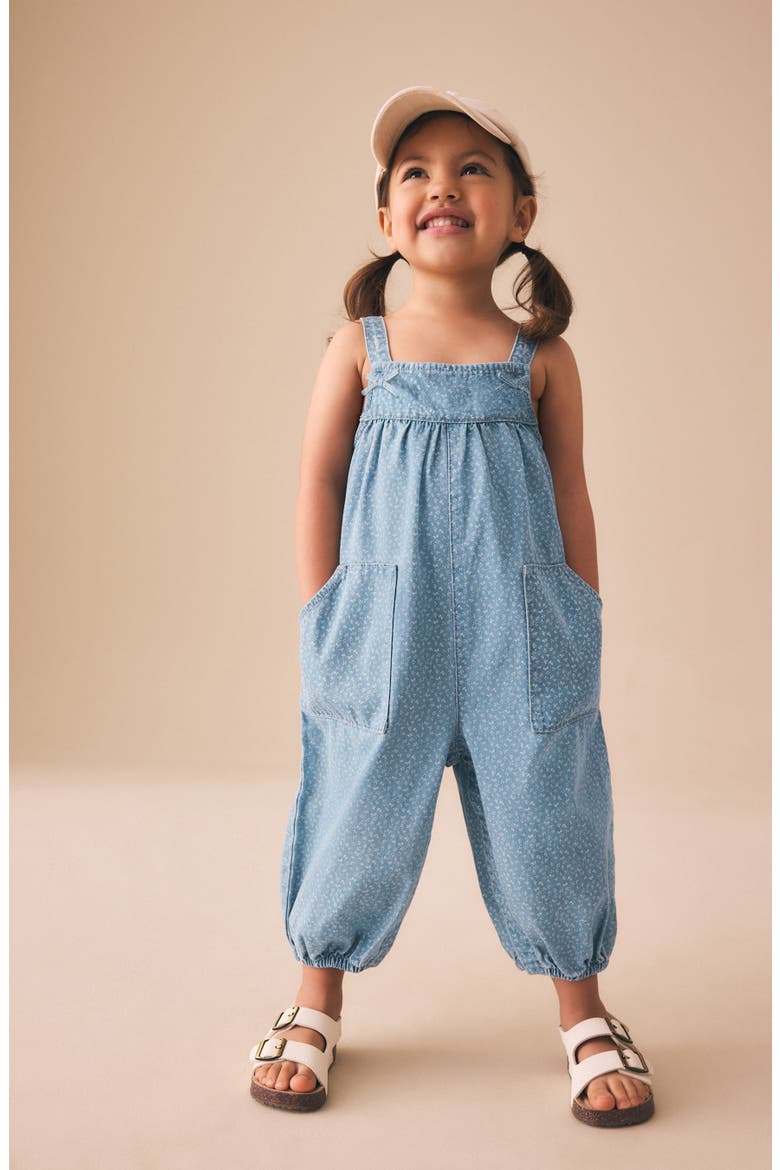 Kids' Ditsy Denim Jumpsuit, Alternate, color, BLUE