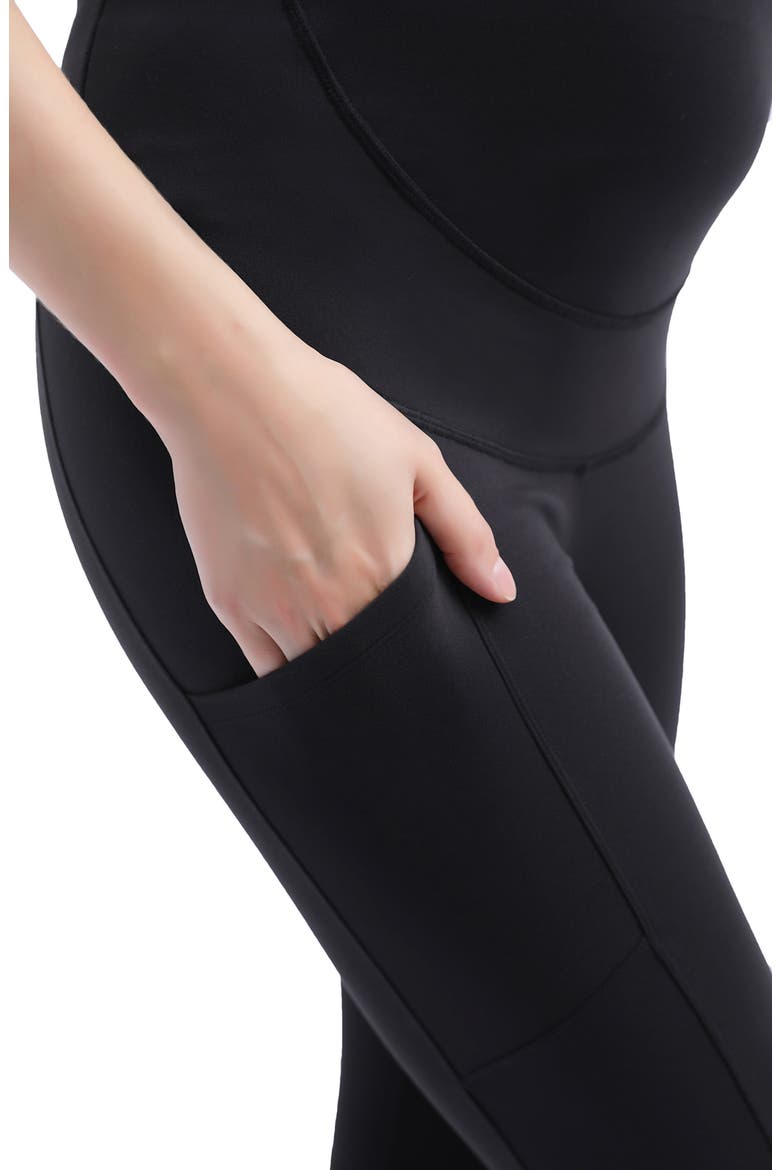 Flo Belly & Back Support Pocket Maternity Capri Tights, Alternate, color, BLACK