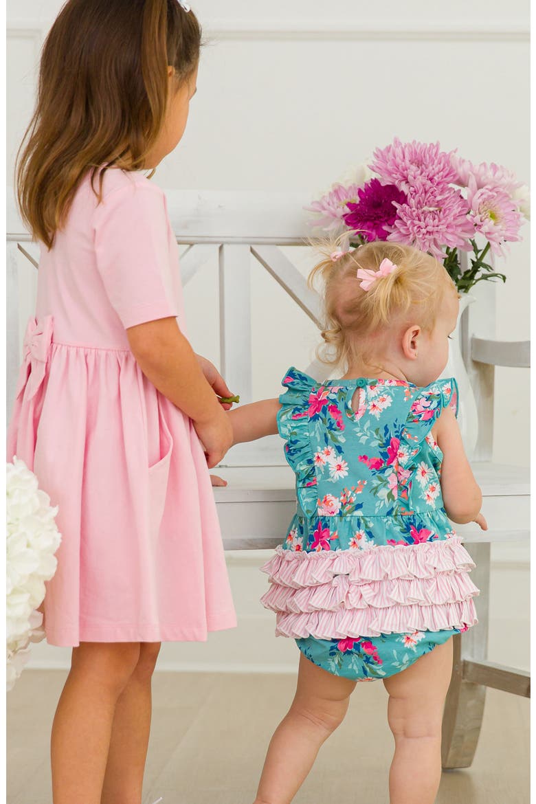 Fancy Me Floral Ruffle Waterfall Bubble Romper, Alternate, color, BLUE