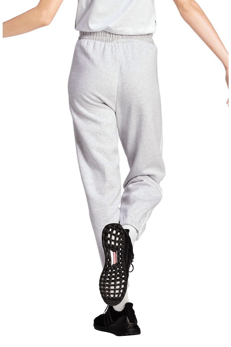 Essentials 3-Stripes Fleece Jogger Pants, Alternate, color, LIGHT GREY HEATHER/ WHITE