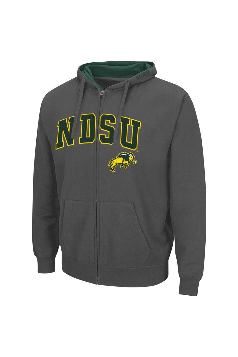 Men's Colosseum Charcoal NDSU Bison Arch & Logo 3.0 Full-Zip Hoodie, Alternate, color, Charcoal